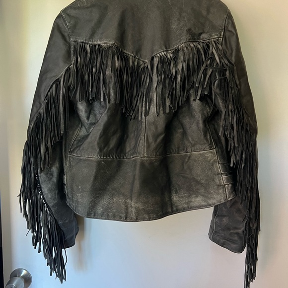Super cool 90s  fringe vintage leather jacket - Picture 5 of 8